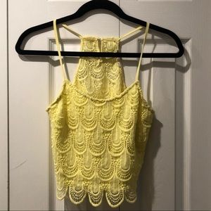 Yellow lace crop top